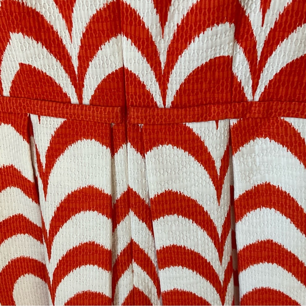 Orange And White Geometric Pattern, Sleeveless Dr… - image 7